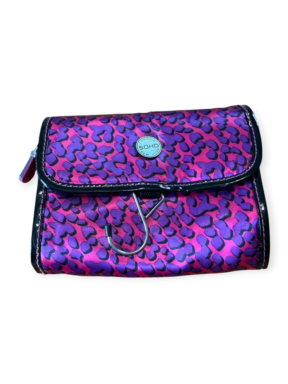 Soho Pink and Purple Leopard-Print Hanging Cosmetic Case
